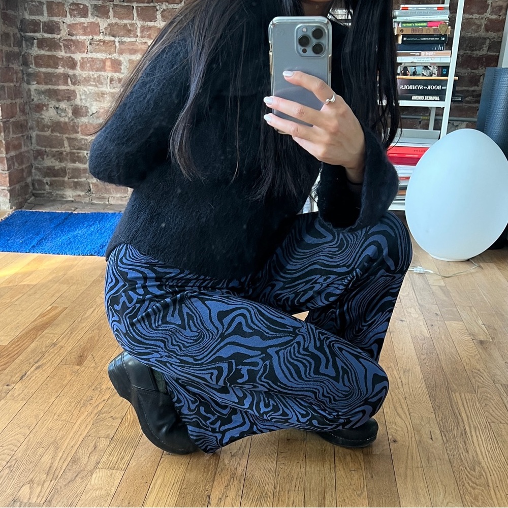 PALOMA WOOL blue / black wavy stretch pants size M